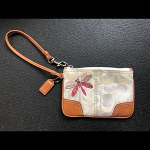 Coach White Wristlet w/ Pink Mosquito NWOT